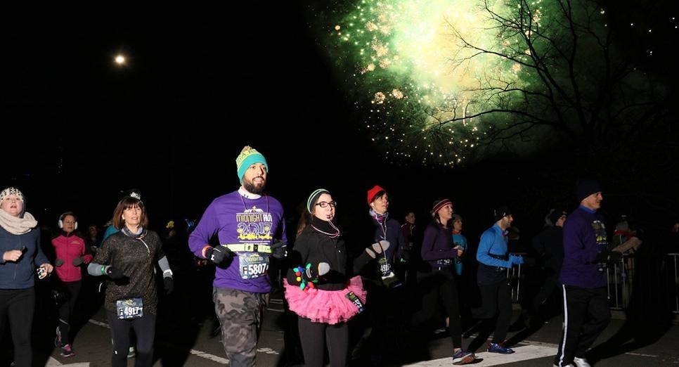 For the 38th year, the New York Road Runners organized the annual Midnight Run. Fireworks lit up the sky at midnight to start off the 4-Mile race, which featured nearly 5,000 runners including elite athletes.
