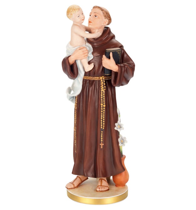 Here is an actual figurine of Saint Anthony, for reference. Notice the lack of pointy ears.