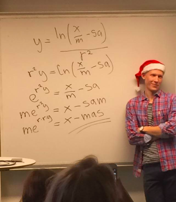 This teacher who's really excited by maths and Christmas.