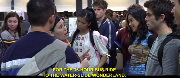 Wait, the other option for a class trip was a 36-hour bus ride to a water park?