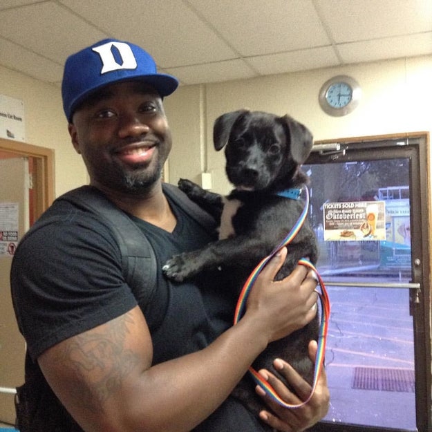 This cutie who is totally lovin' his new dad.