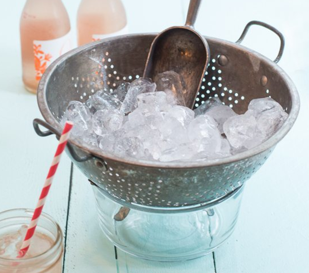 Put a bowl under a colander when serving ice at a party so it doesn't get watered down.