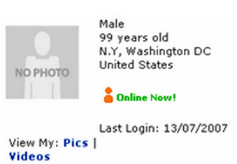 Listing your age as 99 years old on Myspace.