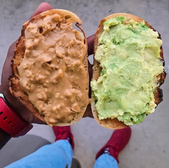 "This may sound counterintuitive but when trying to lose weight, many people make the mistake of cutting fat from their diet, which can leave them feeling super hungry, cranky, and less likely to stick to the plan long-term (which is key!). Adding in healthy fats boosts satiation and keeps you from noshing on simple carbs and sugar, or giving up too soon. Try to incorporate healthy fat throughout the day. I like to start my day with an avocado-filled green smoothie, throw nuts on my salad for lunch, and sip on a mid-afternoon turmeric latte."—Liz Moody, healthy food blogger and founder of Sprouted Routes
