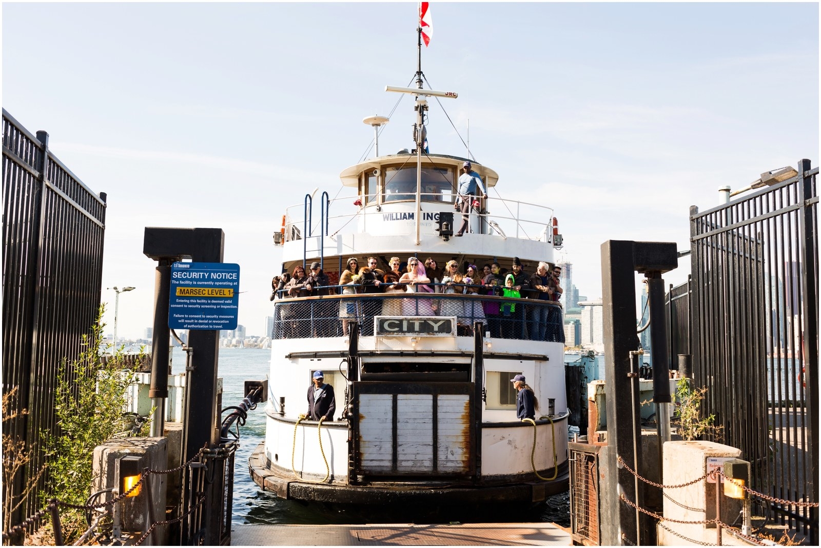 Bridal partie's arrival on the ferry.
