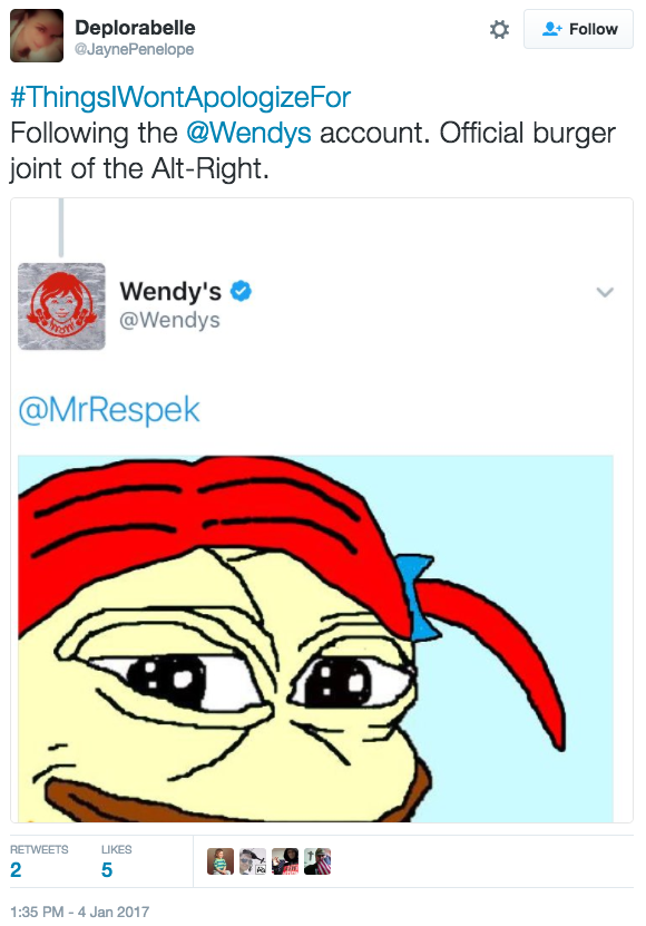 Wendy's Twitter account posts Pepe the Frog meme, a designated hate symbol  – New York Daily News