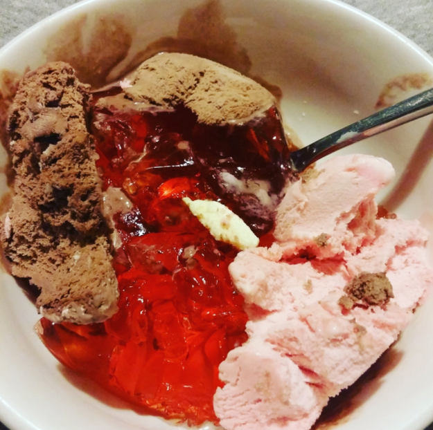 Pairing jelly with ice cream.