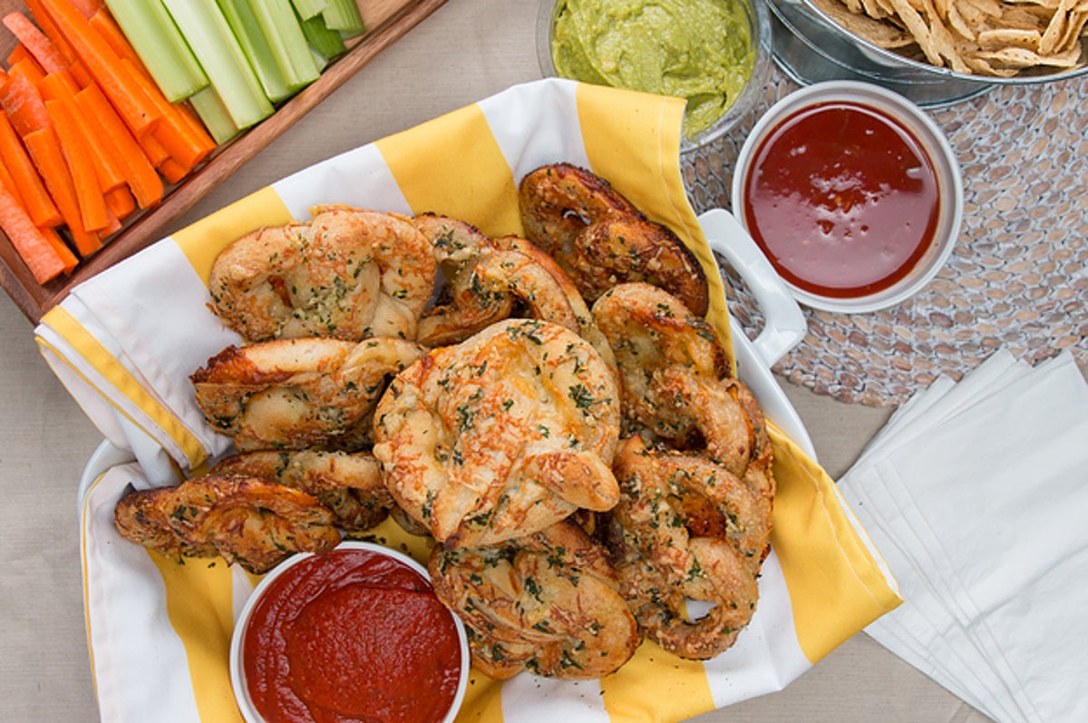 Cheese Stuffed Garlic Parmesan Pretzels