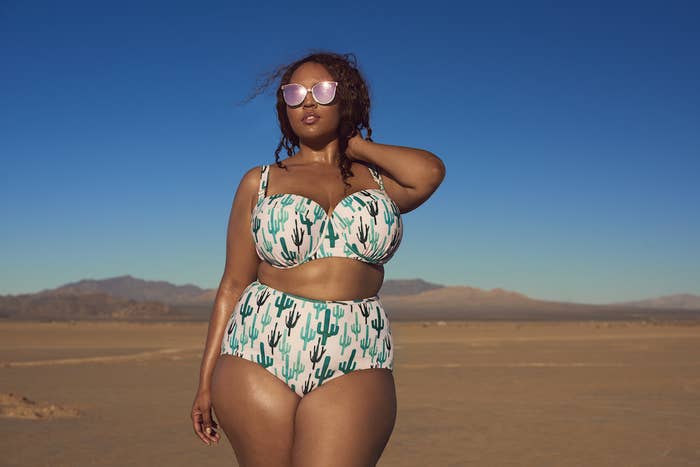 African Print Long-sleeved Underboob Bikini Swimsuit Top - ZABRINA