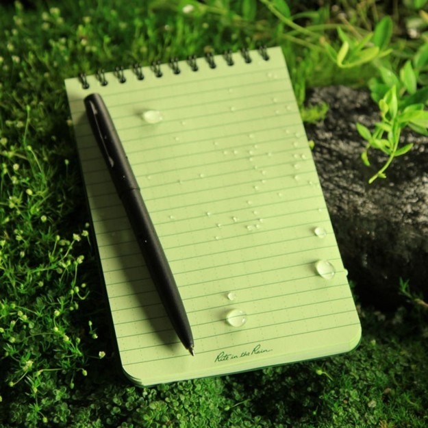 A waterproof notepad so rain will never stop you from writing.