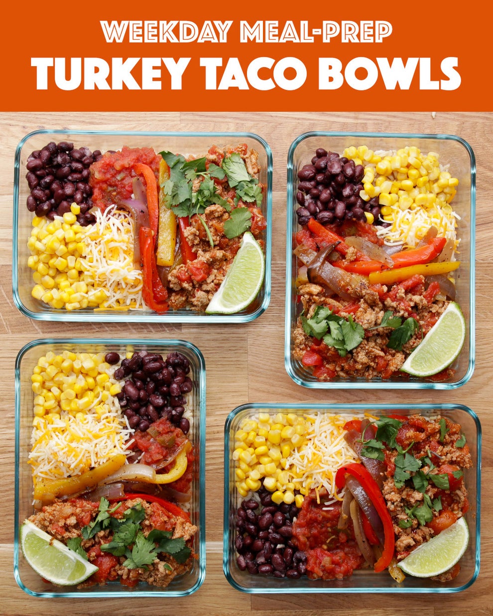 Turkey Taco Meal Prep Bowls - Sweet Peas and Saffron