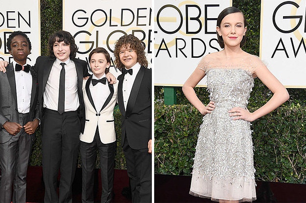 Stranger Things' Barb is Alive in Golden Globes 2017 Opening!, 2017 Golden  Globes, Caleb McLaughlin, Finn Wolfhard, Gaten Matarazzo, Golden Globes,  Millie Bobby Brown, Shannon Purser, Stranger Things