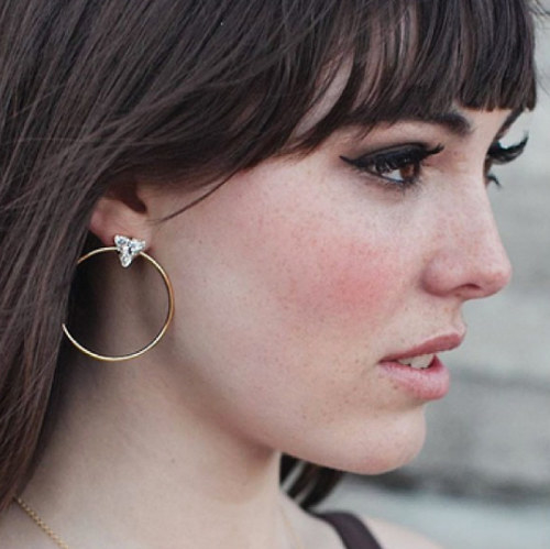 A delicate pair of crystal hoops that are beyond gorgeous.