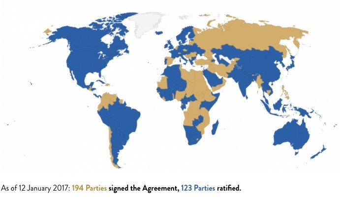 That's a lot of countries committing to reduce emissions and limit warming to the 2 degree celcius threshold.