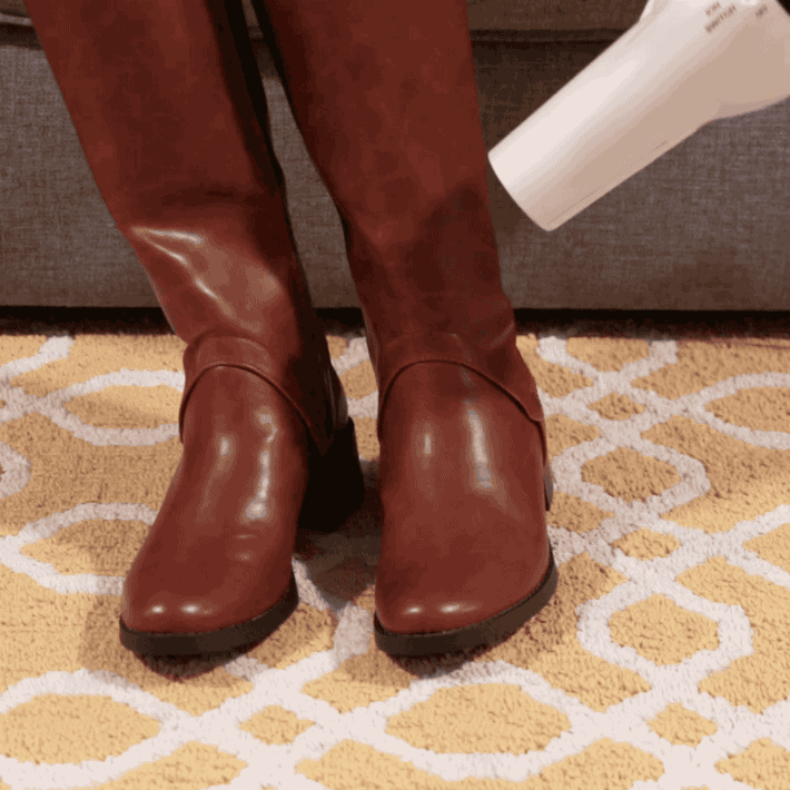 Wear two pairs of thick socks while you're doing it so they aren't too snug. Those boots were made for walkin', not limping.