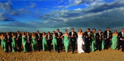 You want your bridal party to match your wedding size. So if you have 6 total bridal party members, and 2 minis, an ideal number of wedding guests would be 120.Imagine the bridal party of 20 pictured above, for a wedding of 75. Over 26% of your wedding guests would be apart of your bridal party!On the other hand, 4 bridal party members would also be small for a wedding of 200.