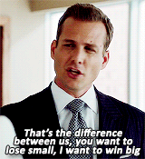 Harvey came back with one of the most famous quotes of the entire series when faced with the prospect of losing small being a win to the firm.