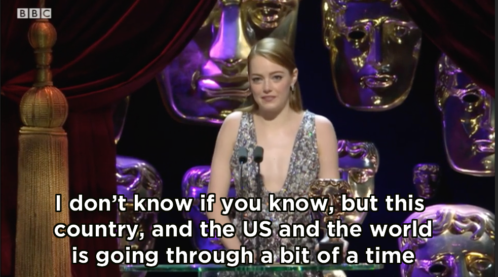Emma Stone's Political BAFTAs Acceptance Speech Was Perfect