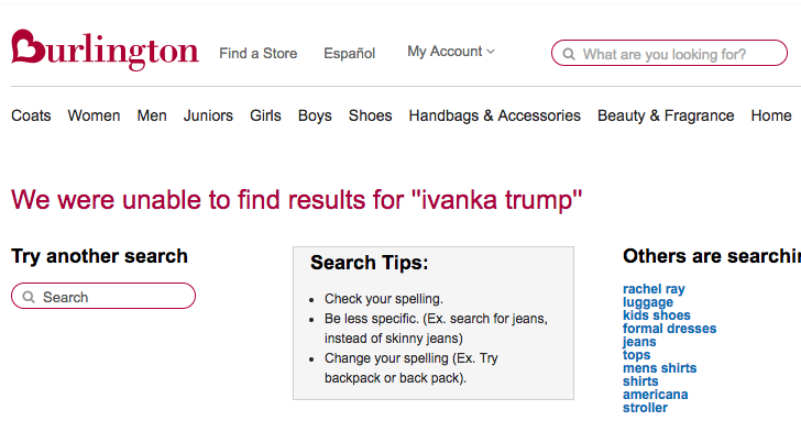 Burlington Drops Ivanka Trump Online