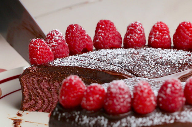 Chocolate Raspberry Zebra Cake