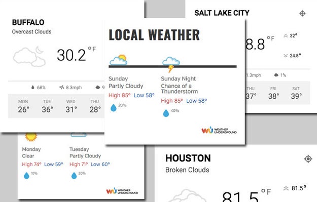 All of the sites use a Weather Underground widget to display local weather.