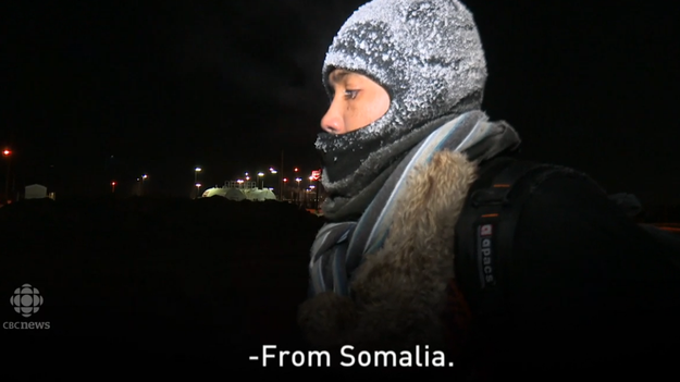 The man revealed that his name was Mohamed. He said he was originally from Somalia, and that he had started walking "in the morning" intending to cross into Canada. Temperatures fell to -17 degrees Celsius when he was stopped near Emerson, Manitoba.