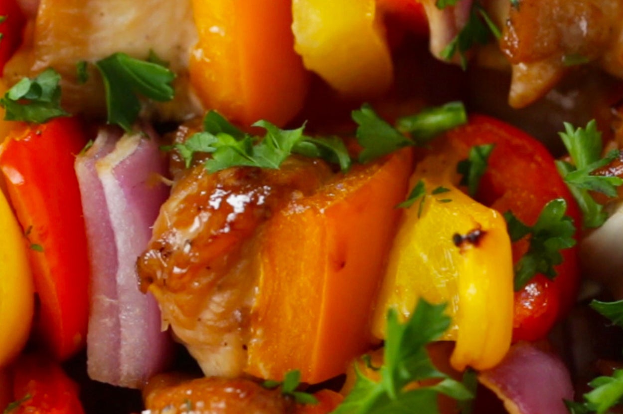Honey-Garlic Chicken & Veggie Skewers
