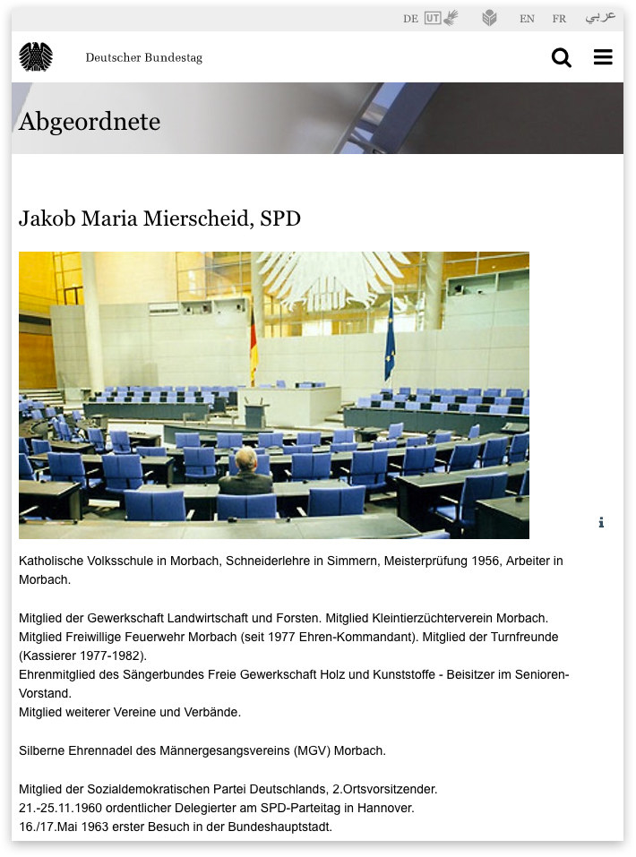 Jakob Maria Mierscheid wurde von zwei SPD Abgeordneten zum Andenken an einen verstorbenen Kollegen erfunden.