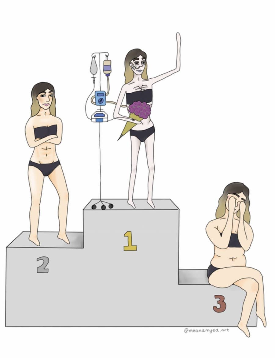 Esta mujer ha creado unas ilustraciones sobrecogedoras sobre su trastorno  alimenticio