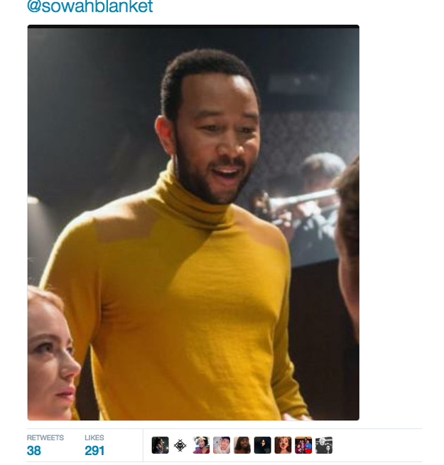 People replied to the original tweet with convincing photos of Legend from the film La La Land. The photo shows him in a yellow shirt, which is a spot-on comparison to the famous aardvark's well-known outfit of choice.