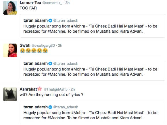 Tu Cheez Badi Hai Mast Mast Is Being Remixed For A New Film And Fans Are Not On Board Lata mangeshkar & udit narayan. tu cheez badi hai mast mast is being
