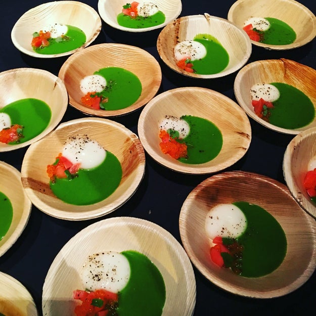Radish Top Gazpacho, Trout Roe, and Lemon Balm