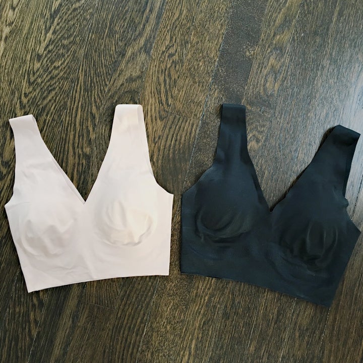 The bras in beige and black