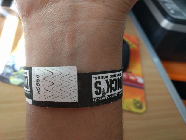 This horribly misaligned wristband: