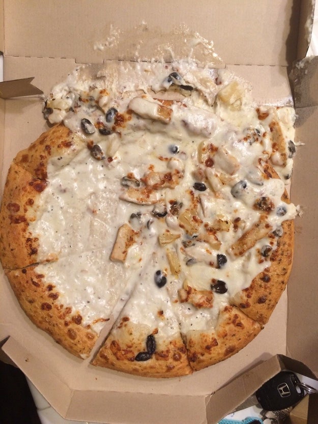 This complete fiasco of a pizza: