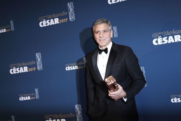 On Friday, George Clooney was given an honorary award at the César Awards, which are basically the Oscars of France.