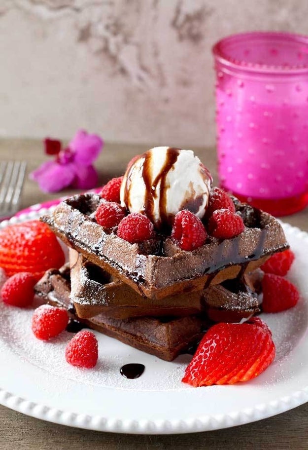Double Chocolate Waffles a la Mode