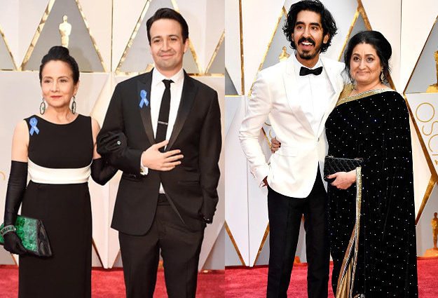 Both Dev Patel and Lin-Manuel Miranda showed up with their moms on their arms and walked the red carpet with them.