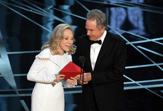 As Warren Beatty and Faye Dunaway were presenting the final award for the night, Beatty hesitated before announcing the winner. He showed the envelope to Dunaway, who then blurted out, "La La Land."