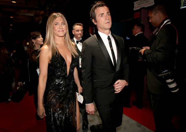 Jennifer Aniston and Justin Theroux, looking like all of us after the end of the show.