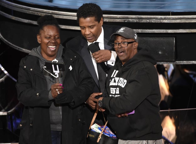 He and his fiancée, Vicky (who spawned a meme of her own), were "married" in a quick mock ceremony performed by her favorite star, Denzel Washington.