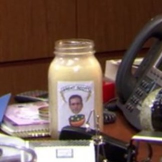 In The Office episode 'Dunder Mifflin Infinity' Michael has his homemade  salad dressing on his desk, Great Scott. Referenced in a deleted scene from  the previous episode 'Fun Run'. : r/TVDetails