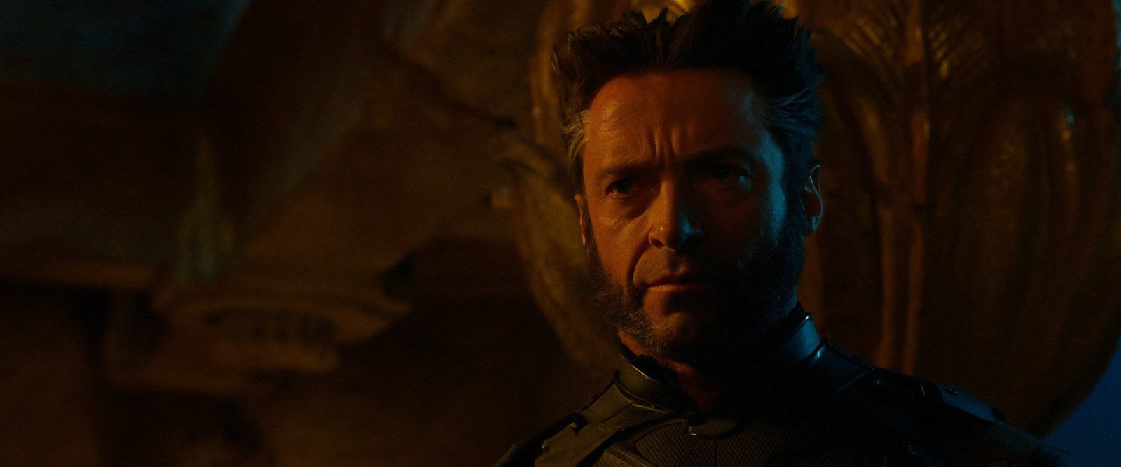 In a dystopian future timeline, the stress of outwitting gigantic, racist robots has clearly worn our Canadian brawler down, as his temples now sport shocks of grey. The film is big, silly and great and his hair fits the bill.