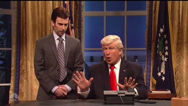 Alec Baldwin returned to SNL this week to recreate Donald Trump's first days in the White House, and everything is going fine enough until...