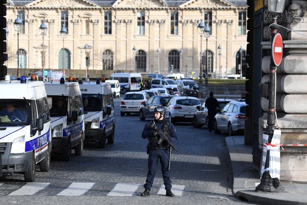 On Friday, a man armed with two machetes attacked a military patrol at the Carrousel du Louvre, an underground shopping centre in Paris. He injured a soldier, and was himself wounded in the stomach by bullets fired by another soldier.