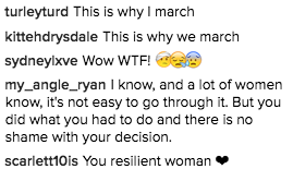 In the comments on the post, many people said that the woman's story has moved them, and was one of the reasons they attended recent Women's Marches.