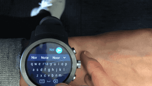 You’d think that replying to messages, Slacks, and emails on a watch would be a typo nightmare, but Android’s new on-watch keyboard is anything but. You can swipe your finger over the mini keyboard or peck each letter, and Google will employ machine learning to figure out what you’re trying to say. There are also a number of “smart” replies, generated by Google based on the contents of your message, that you can choose from. For example, for an email requesting a meeting, the watch suggested “OK, let me get back to you” as an automatic response, along with “I agree,” “Nice,” and the smiley face emoji. You can also respond purely with emojis, by choosing them from a long list or attempting to draw one. And by draw, I mean, scribble the “Pinterest fail” version of a thumbs-up and Google’s algorithms are smart enough to understand what you intended.