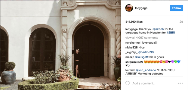 Was this Lady Gaga Instagram an ad for Airbnb?