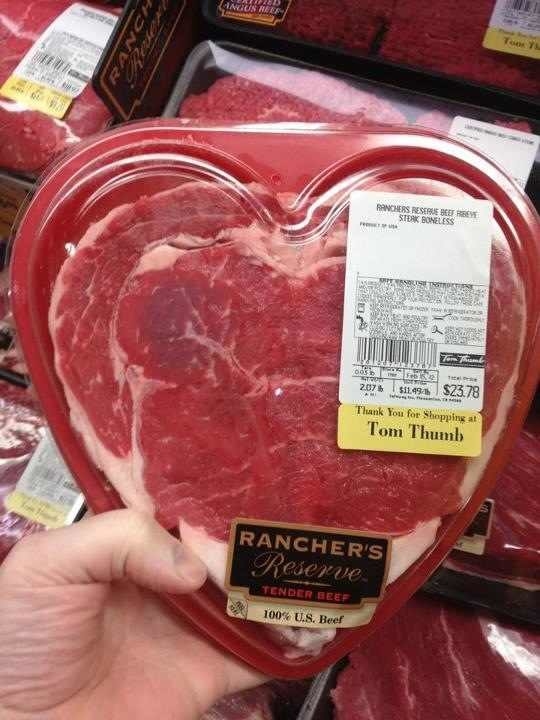 The packaging of this steak, dedicated to all those who are in love.