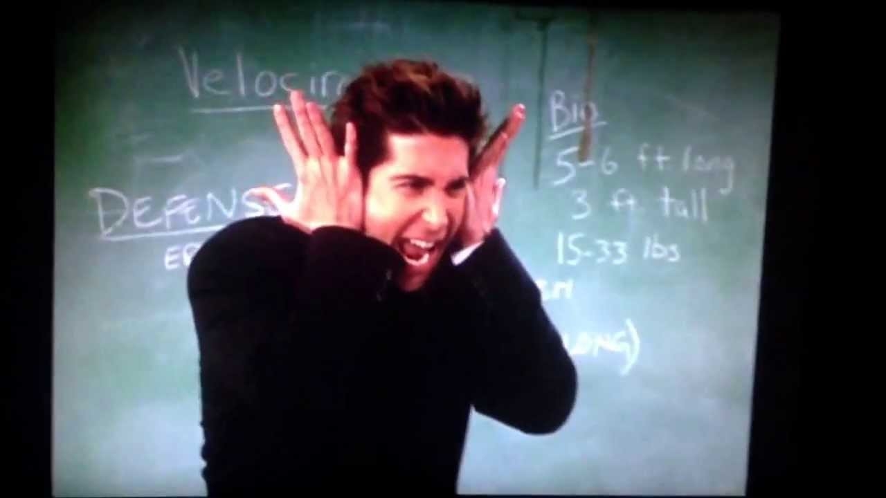 When Ross attempted to imitate a dinosaur fir his class.